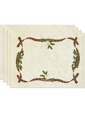 Lenox Holiday Nouveau Gold Placemats 19” Set of 8 Christmas Holiday